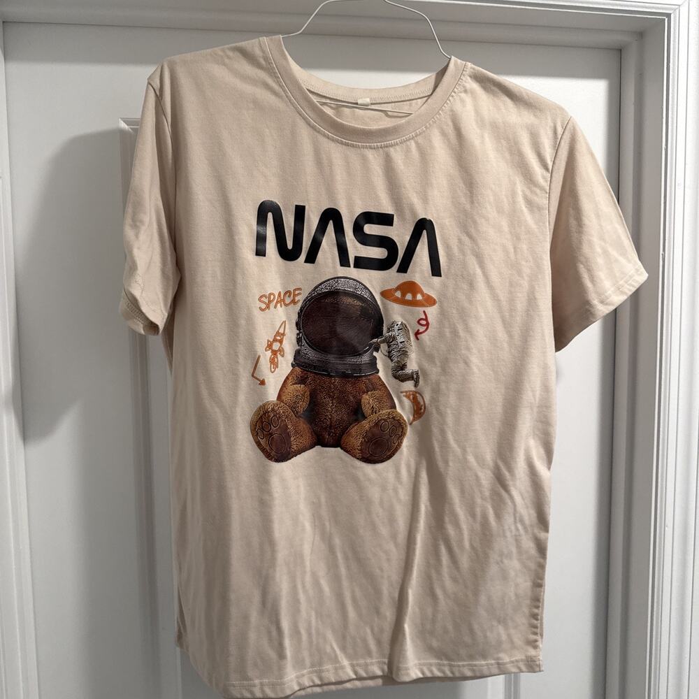 Clicks Trends Mens NASA Cartoon Graphic Tee Shirt L